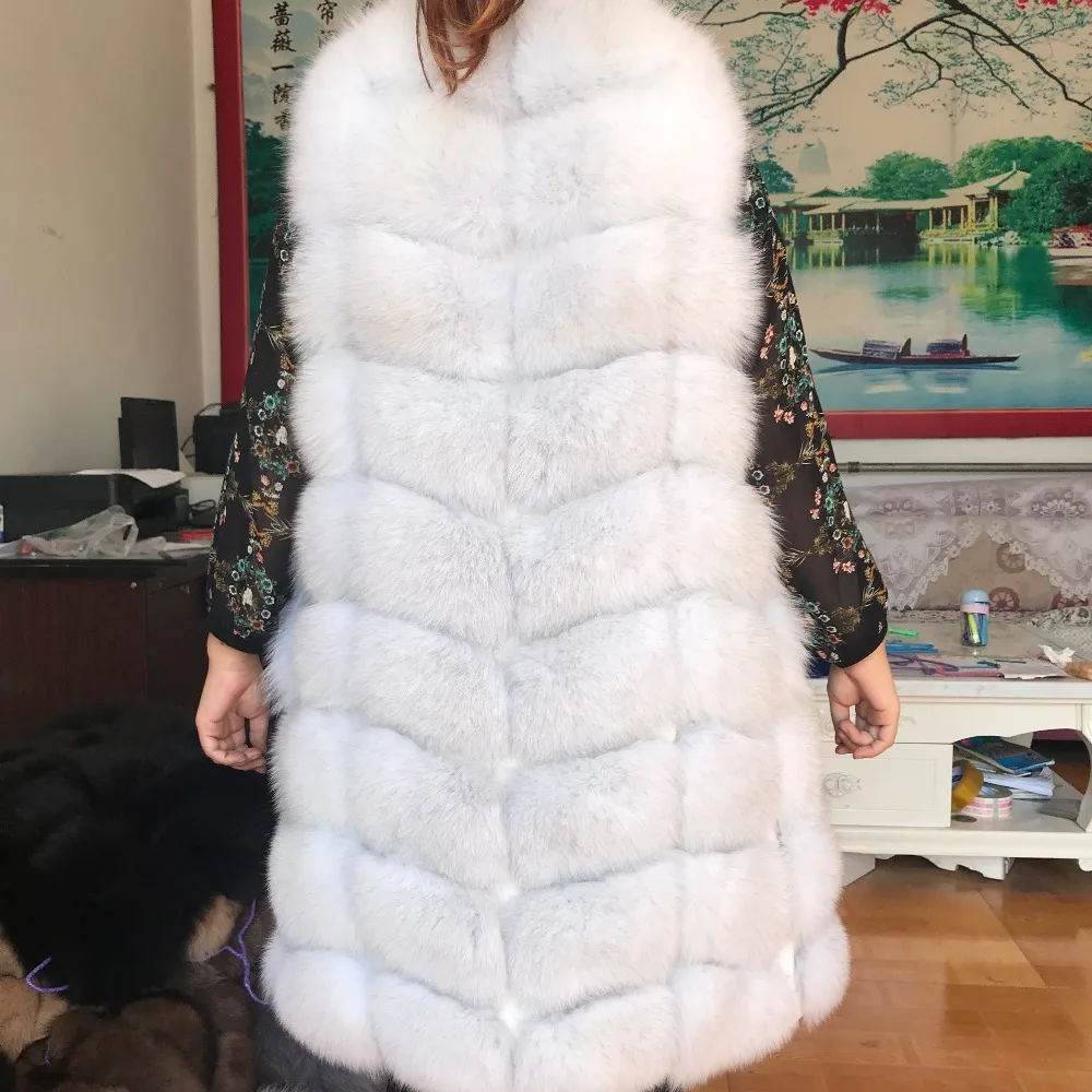 Cm Gilet Red Renard Longue Manche 01 90 Vraie De 02 Brown Veste Manteau Nouvelle Vêtements Hiver Réel Dark 03 Femme 08 Blue D'extérieur Grey Khaki Paragraphe 06 Fourrure Light Grey 05 White 2018 Sans Automne 07 0qIFt0