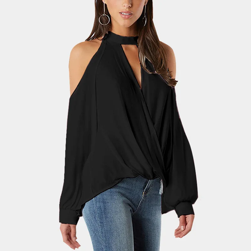 

Summer Women Blouses Long Sleeve Fashion Hollow Out Female Tops And Blouses Streetwear Fashion Solid Strapless Lady Shirt H30