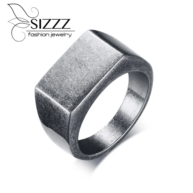 Sizzz 10 мм Титан Сталь простой Литые кольца широкий Винтаж серый кольцо для Для мужчин Размеры 8-12