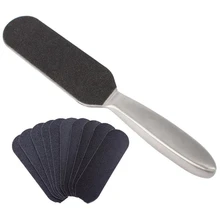 NIKAI многоразовая педикюрная пилка для ног из нержавеющей стали с трещинами для удаления мозолей, для ухода за ногами с 10 листами абразивной бумаги