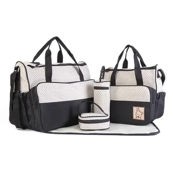 

39*28.5*17CM 5pcs Baby Diaper Bag Suits For Mom Baby Bottle Holder Mother Mummy Stroller Maternity Nappy Bags Sets