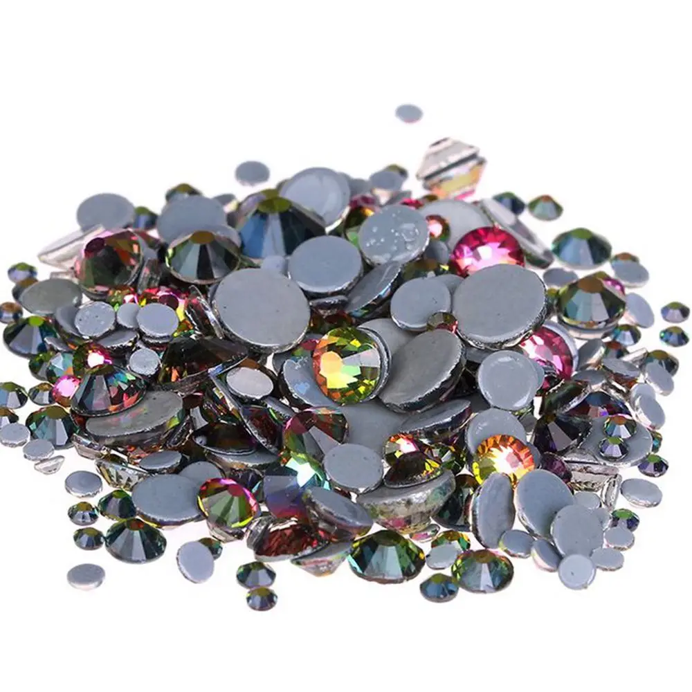 

RAINBOW Color Hotfix Strass Rhinestones Flatback Glue Backing Iron On Glass Stones Appliques For Fabric Garments Supplies