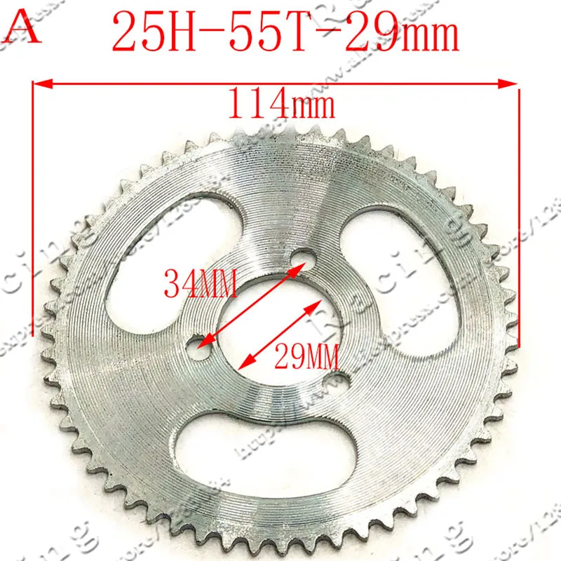 25H 55t 65t 68t 70t 80t 92t зуб 29/54/55 мм Задняя звездочка для 47CC 49CC Мини Мото квадроцикл Грязь Яма карманный велосипед