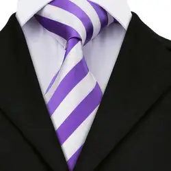 Горячая Распродажа! Новый бренд фиолетовый белый человека Классический шелковый в полоску 8,5 см Ширина галстук для Бизнес и Свадебная
