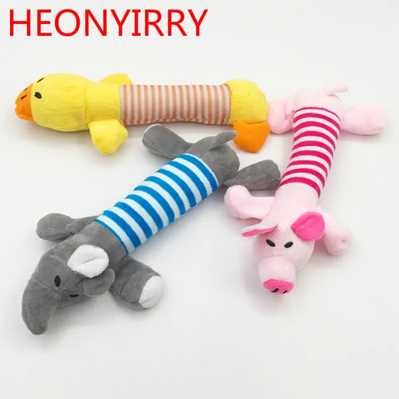 

Popular Pet Dog Cat Funny Fleece Durability Plush Dog Toys Squeak Chew Sound Toy Fit for All Pets Elephant Duck Pig Plush Toys