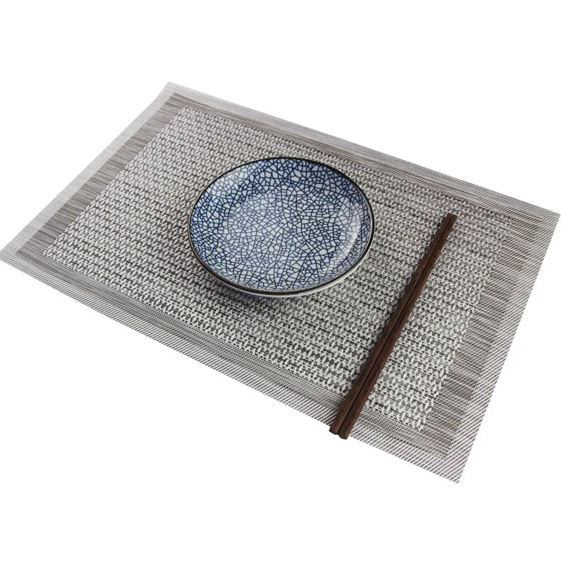 

4PCS Cendy Square Placemat Two-Color Non-slip Table Mat Heat Insulation Goldren Gray Table Mats For Dining Table Waterproof