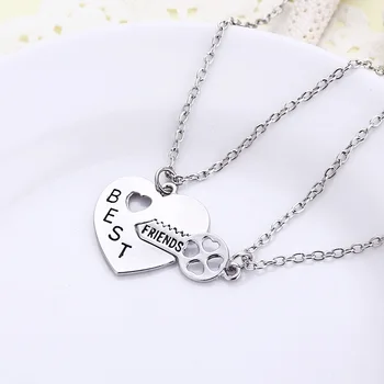

Hot!!! Best Friend Necklace Peach Heart Key Pendant Necklace Set Alloy Pendant Necklace Wholesale 24pcs/lot