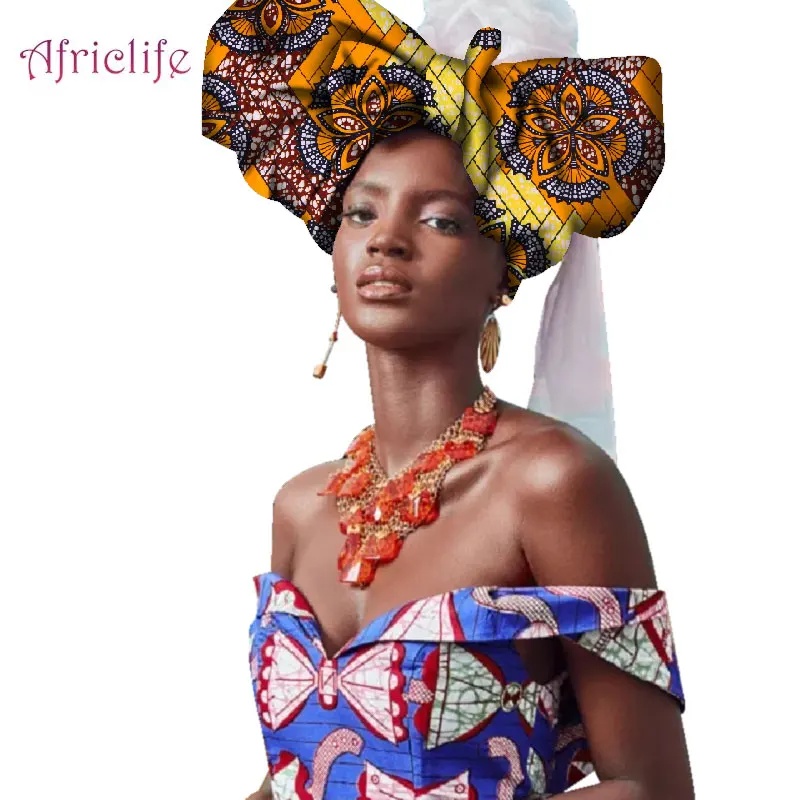 Длинные женские повязки для волос тюрбан из хлопка платок на шею для волос повязка для волос в богемном стиле тюрбан в африканском стиле AF014