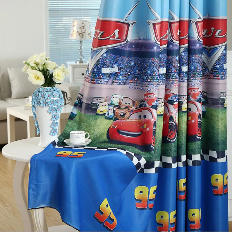 Window Car Curtain Living Room Boys Children Cartoon Blue Curtains