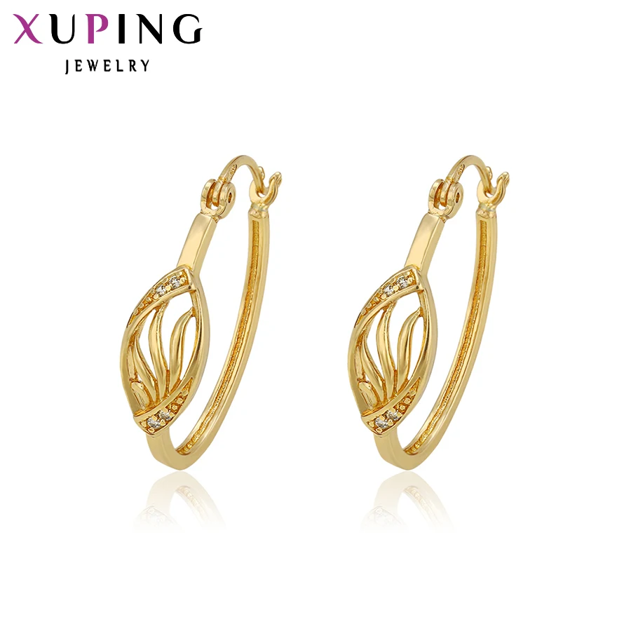 

11.11 Xuping Fashion Earring Gold Color Plated Synthetic CZ Hoop Earring New Design Jewelry High Quality Engagement Gift 90557