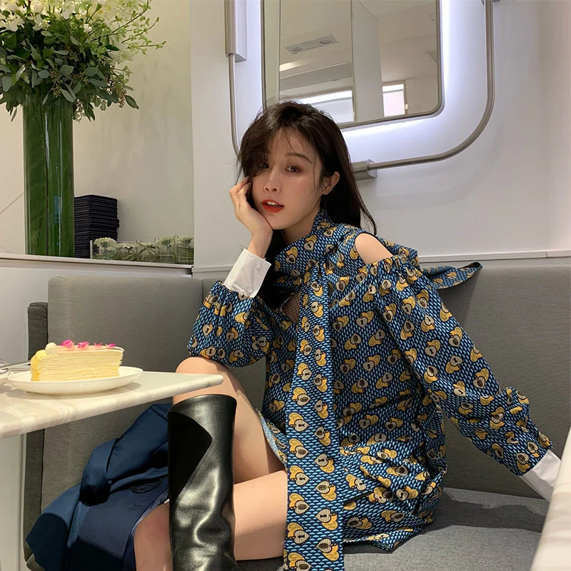 

Printed spring dress fragmented Chiffon Dress