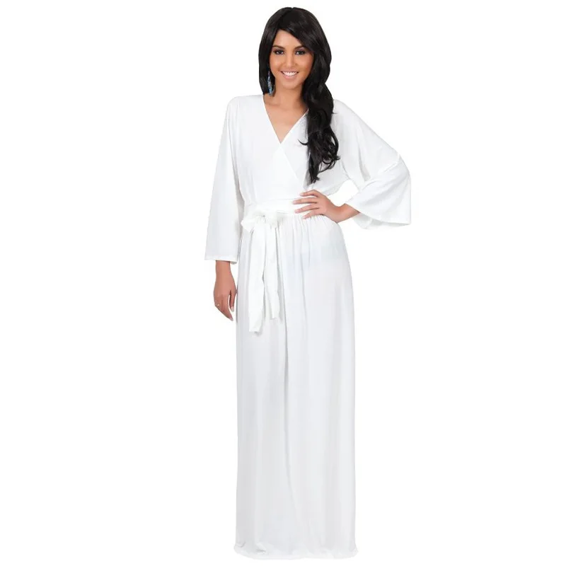 JSMY 2019 New Summer Fashion Women Solid Color Middle East Splicing Large Size Dress Long Dress
