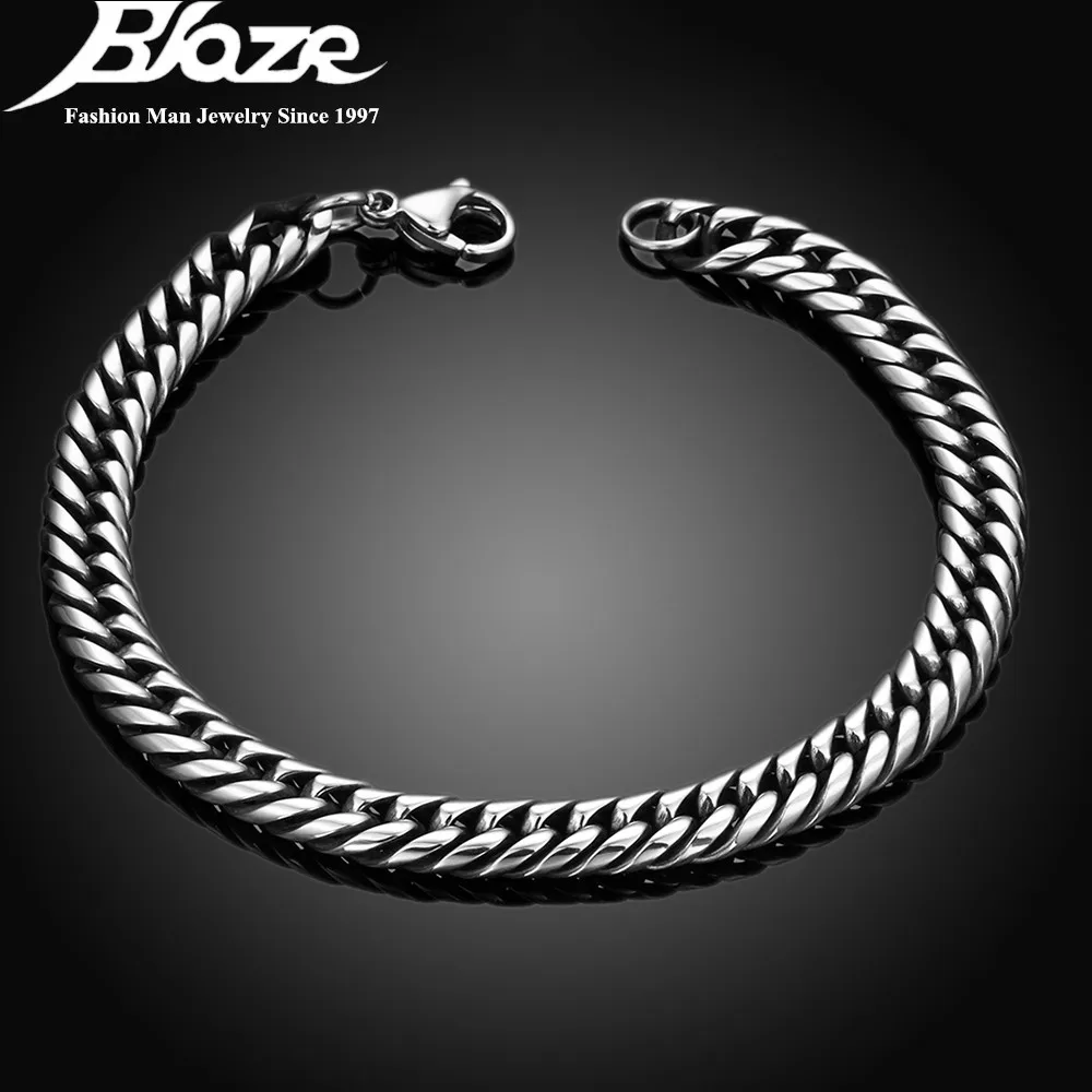 Silver Plated Man Simple Bracelets Bangles Top Quality 316L Stainless