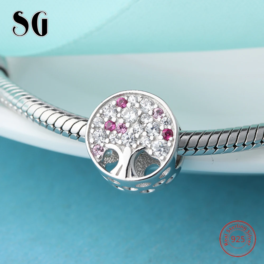 

925 Sterling Silver Tree of Life Cubic Zirconia Bead Fit Authentic European Charms Bracelet Beads For Women Fashion Jewelry