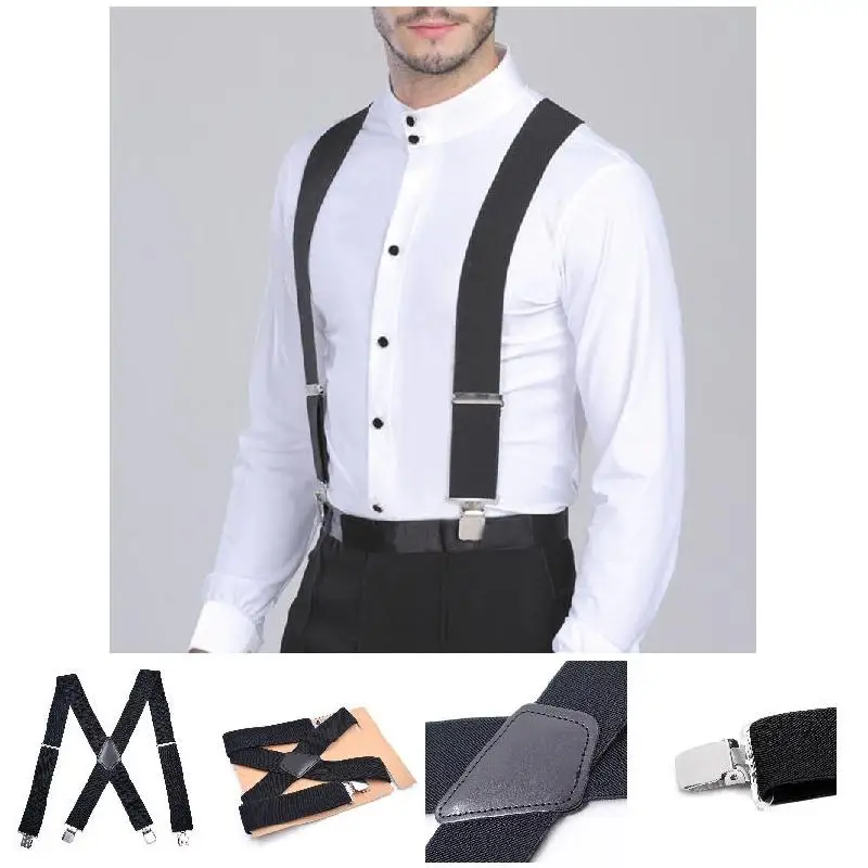 

2019 Fashion Hot 50mm Wide Elastic Adjustable Men Trouser Braces Suspenders X Shape with Strong Metal Clips SMA66