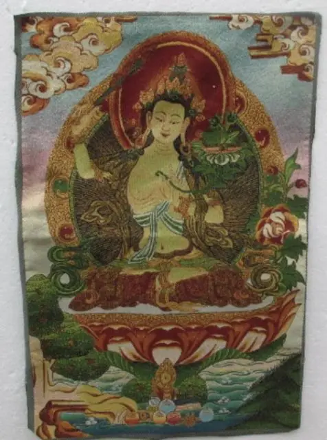 

golden silk embroidery thangka Tibet and Nepal exorcism peace and wealth