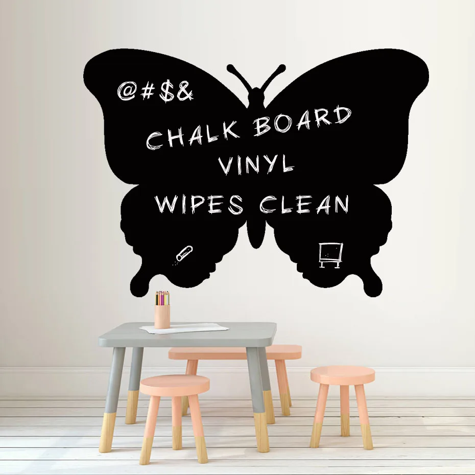 

Butterfly Chalkboard Wall Art Decals Kitchen Wall Sticker For Kids Bedroom Removable Blackboard Waterproof Wallpaper Home Decor