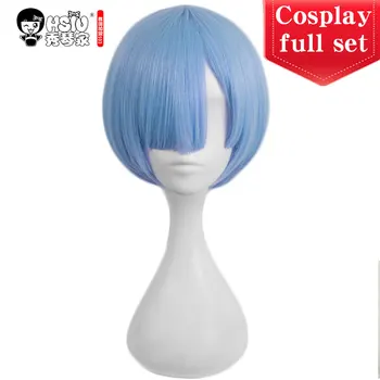 

HSIU NEW High quality Pure color REM cosplay wig Re:Zero Starting Life in Another World Costume play Halloween costumes