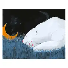 Hand Painted Canvas Oil Paintings,Paint By Number Kits,Animal Painting Coloring By Numbers Sleeping Bear yhhp hand painted animal canvas oil painting hair donkey
