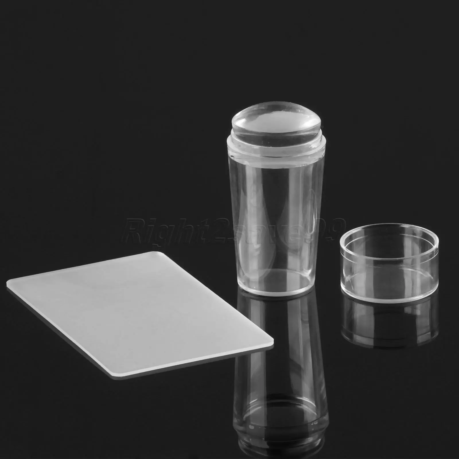 

2PCs/Set 2.8cm Nail Stamper Scraper Clear Jelly DIY Polish Templates Manicure Nail Art Transparent Silicone Kit with Cap