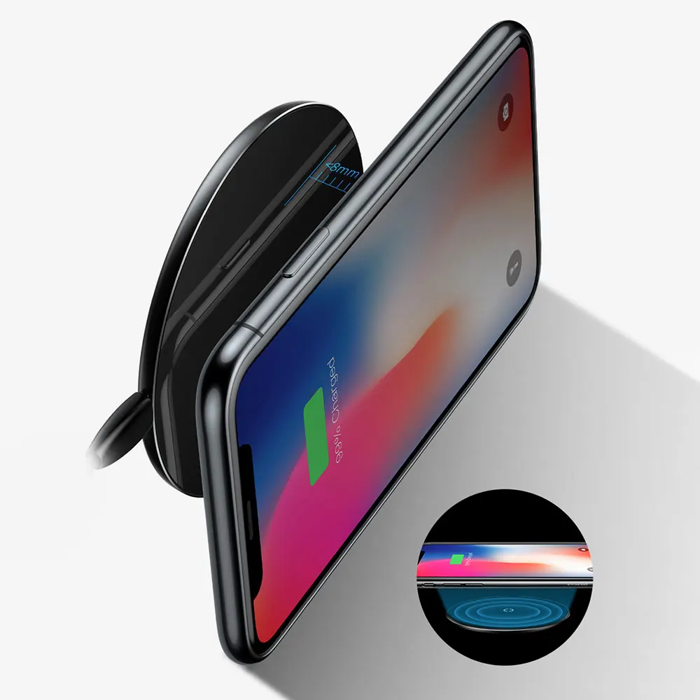 CASEIER Qi Беспроводное зарядное устройство для iPhone 10 XR XS MAX X Ультра тонкое быстрой