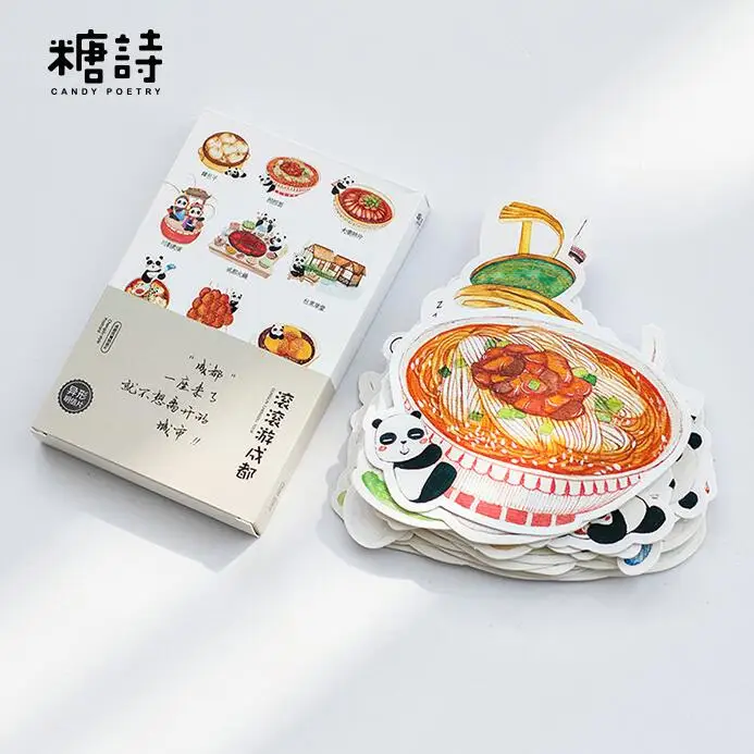 30 pcs/pack Panda Chinese Chengdu Food Stickers Greeting Card Postcard