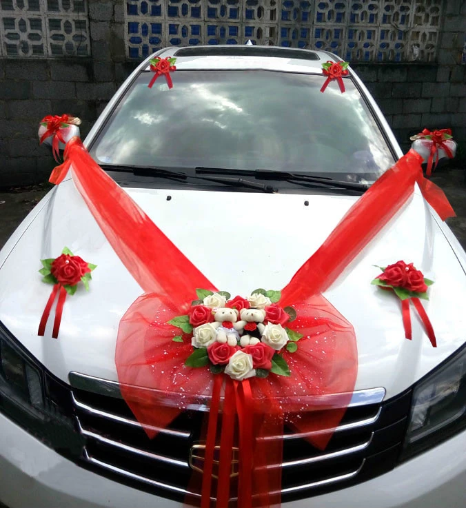 Простой стиль Свадебные автомобильные декоративные цветы в форме сердца Свадебные цветы украшения свадебные венки декоративные цветы