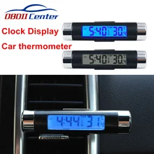 Портативный цифровой автомобильный термометр часы на выходе воздуха клип Термометры время часы Авто аксессуары авто Температурный Дисплей lcd