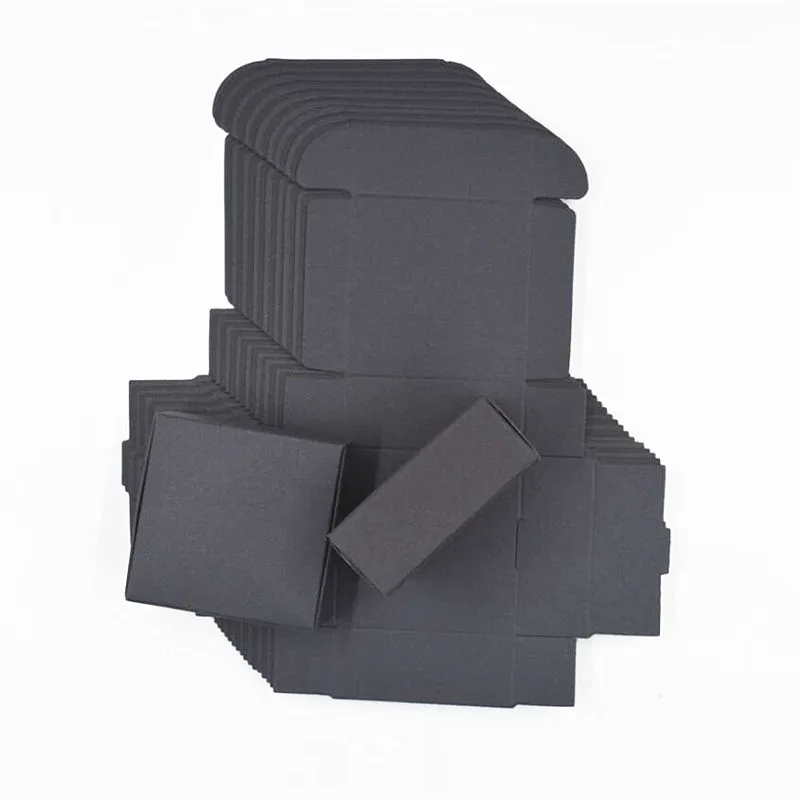 

Small Black Gift Paper Box Handmade Soap Craft Packaging Vintage Black Kraft Boxes Black small boxes 20pcs/lot