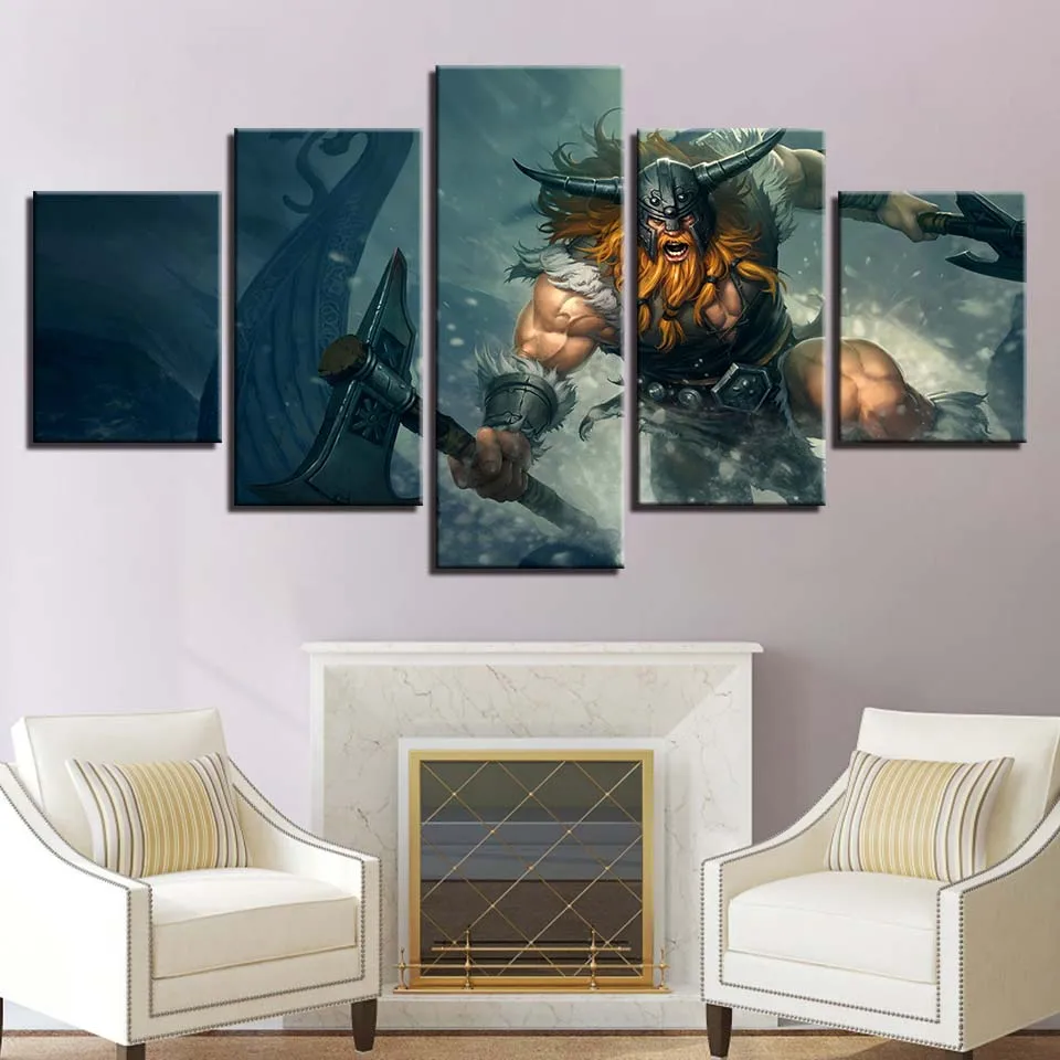 Decoration Canvas Painting HD Prints Home Hero Alliance 5 Pieces Game Wall Art Modular Pictures Artwork Creative Poster For Gift | Дом и сад