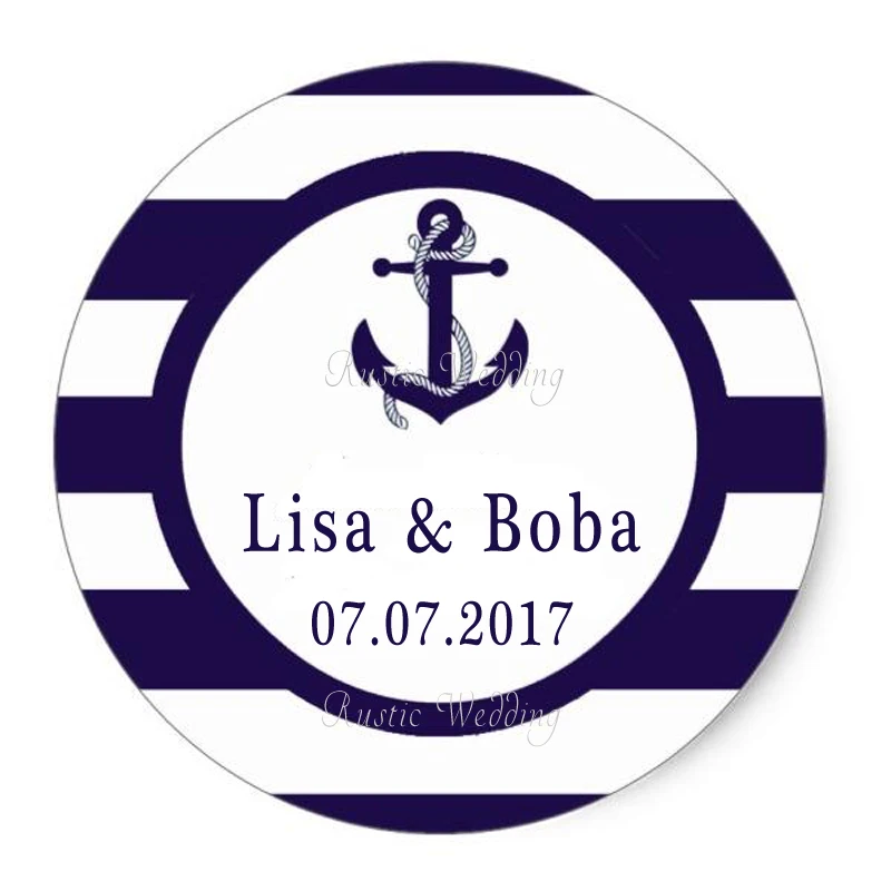 24 NAUTICAL PERSONALIZED ANCHOR BABY SHOWER PARTY STICKERS FAVORS LABELS ROUND