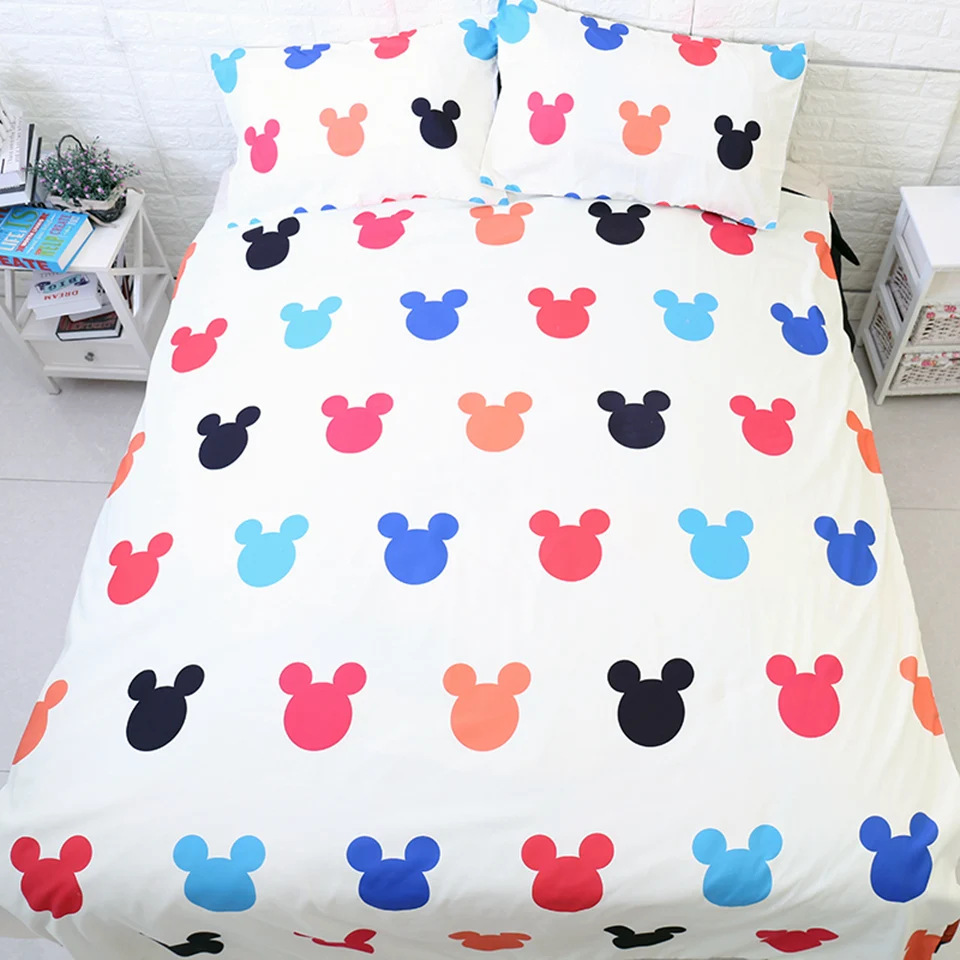  Mickey Mouse Bedding Sets Single Double Queen King Cartoon Duvet Cover Quilt Cover Pillowcase 3PCS 