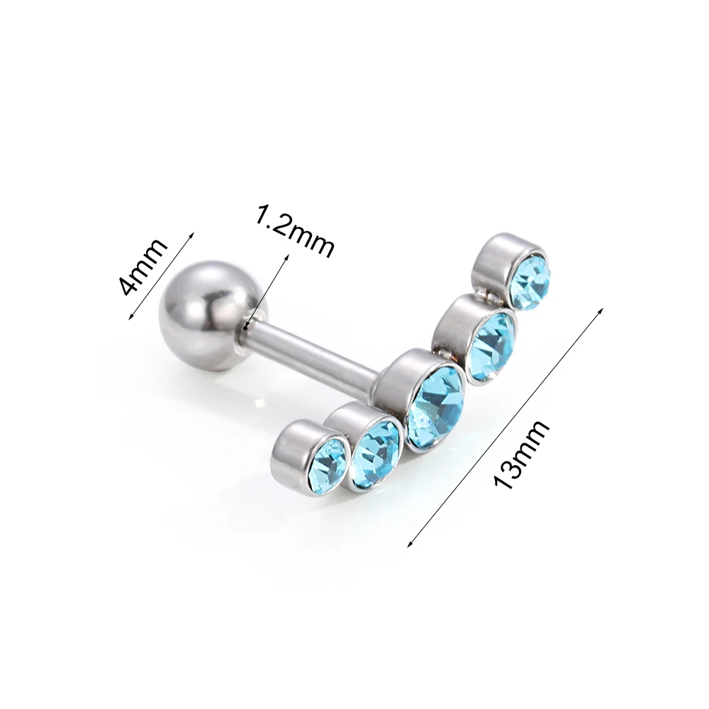 HTB1zefPc.KF3KVjSZFEq6xExFXaa - 1 PC Cartilage Helix Tragus Stud Earrings Ear Nail Stainless Steel Bar Piercing Crystal Body Jewelry Accessories Gifts for Women