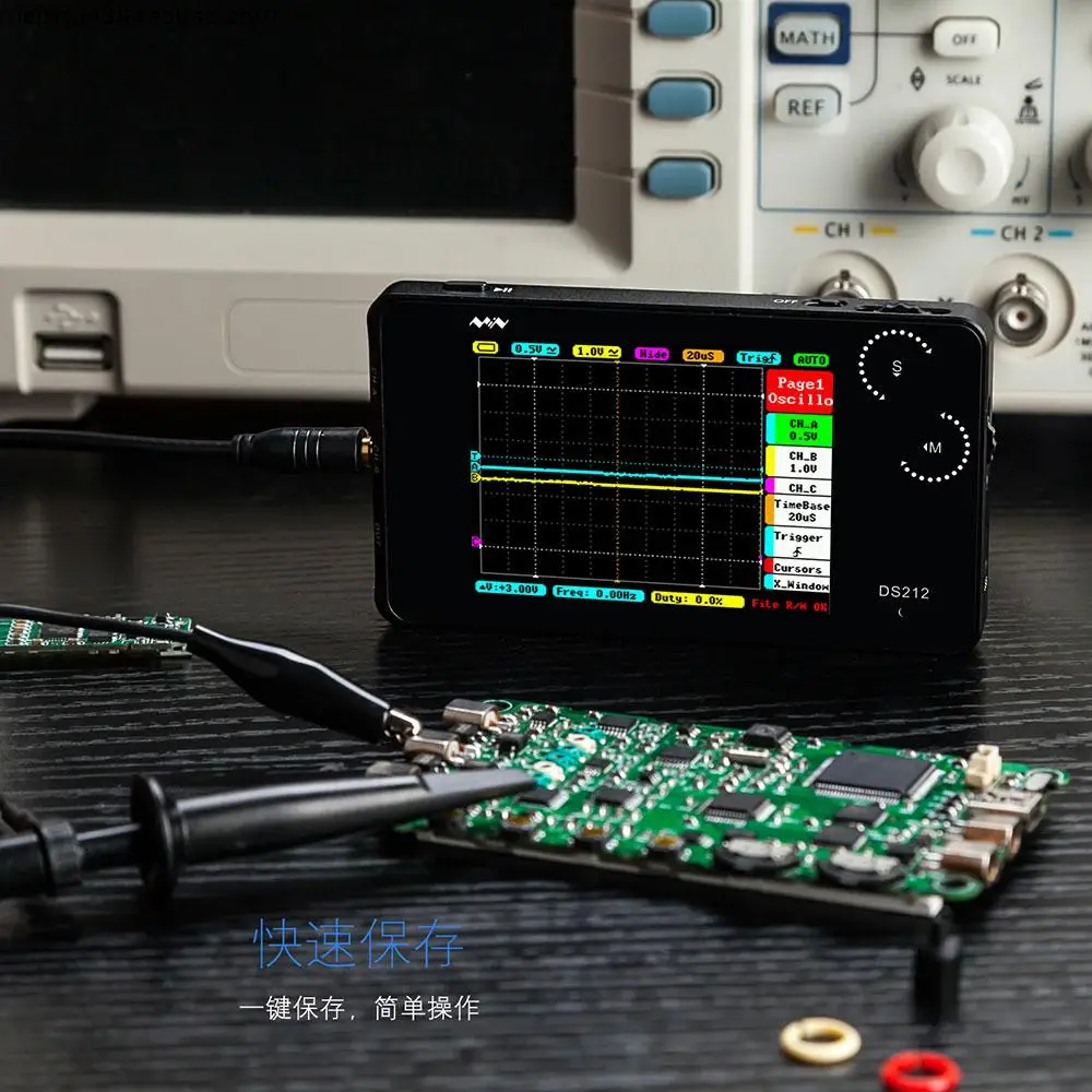 

DS202 Mini Digital Oscilloscope 2-channel Oscilloscope USB Interface Full Color TFT Display 8MB Memory Storage 1MHz 10MSa/s