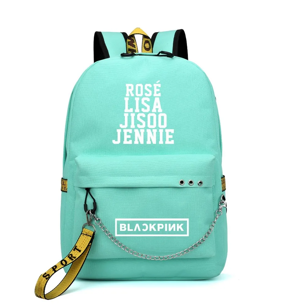 BLACKPINK JISOO روز ليزا حقيبة السفر USB شحن الكمبيوتر المحمول Bagpack المرأة الوردي على ظهره قماش المدرسة أكياس BLACKPINK Rugzak
