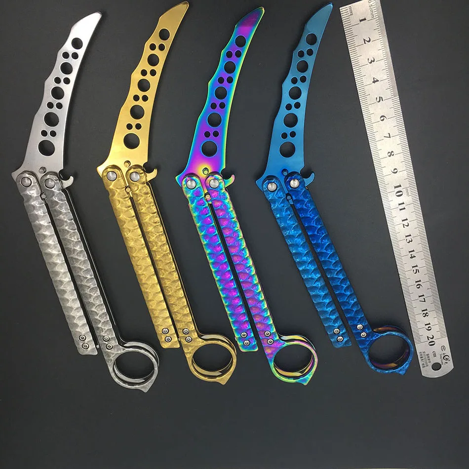 

Multicolor Stainless Steel balisong knife butterfly knife toys Practice Butterfly Training trainer gift adult toys for children