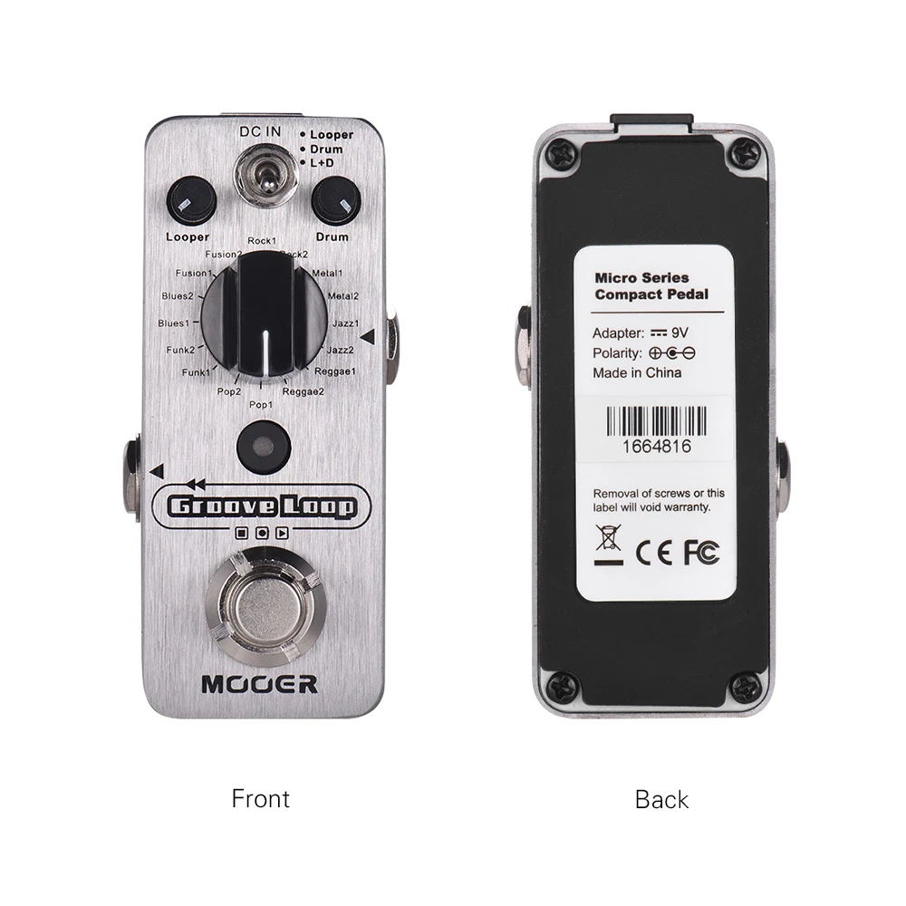 MOOER Groove Loop Guitar Pedals Drum Machine Looper Pedal 3 Modes Max 20min Recording Time Tap Tempo Guitar Effect Processor