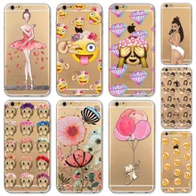 Phone Case Cover For iPhone 5 5s SE 6 6s Soft Silicon Transparent Pink Cat Ballet