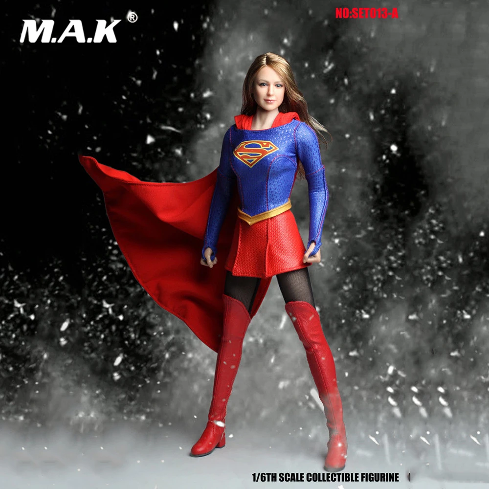 

1/6 Superwoman Serie Accessories Female Head Sculpt & Clothes Set A For PHICEN Suntan Female Action Figure Body