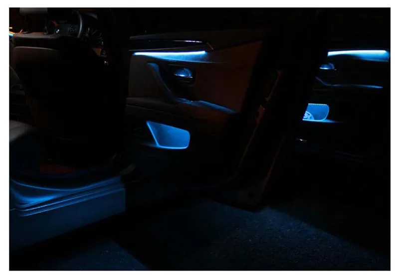 Декоративный светодиодный светильник для салона автомобиля в полоску, атмосферный светильник с 2 цветами для BMW 5 серии F10/F11 2010