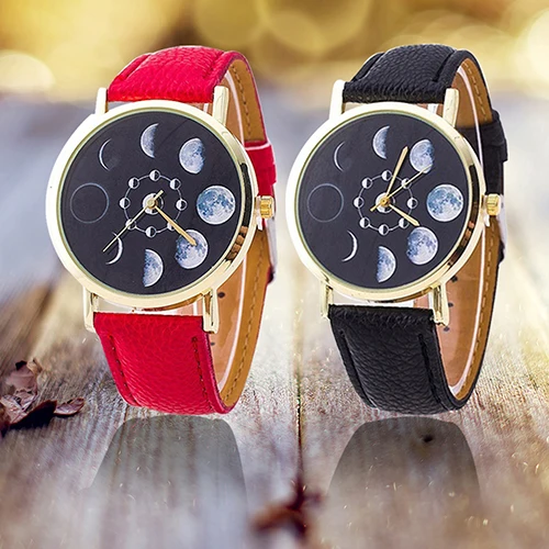 Часы унисекс Moon Phase астрономические космические часы ремешок из искусственной