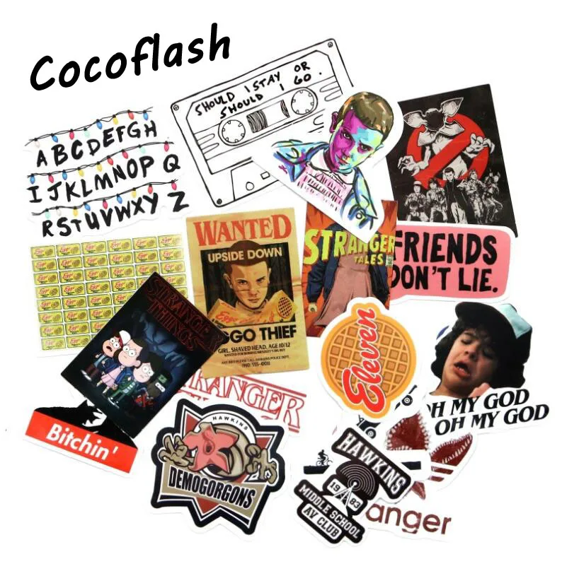 19pcs/Lot Stranger Thing Cartoon Graffiti Stickers For Laptop Sticker Decal Fridge Skateboard PVC Toy Stickers For Travel Gifts