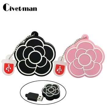 

Lovely Black Flower Pendrive Popular U Disk 4GB 8GB 16GB 32GB USB Flash Pen Drive Memory Stick USB Thumb Stick Girlfriend Gift