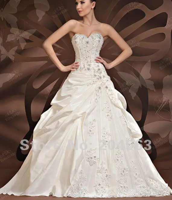 

Free Shipping Bridal Wedding Dress with Appliques and Beads custom size&color