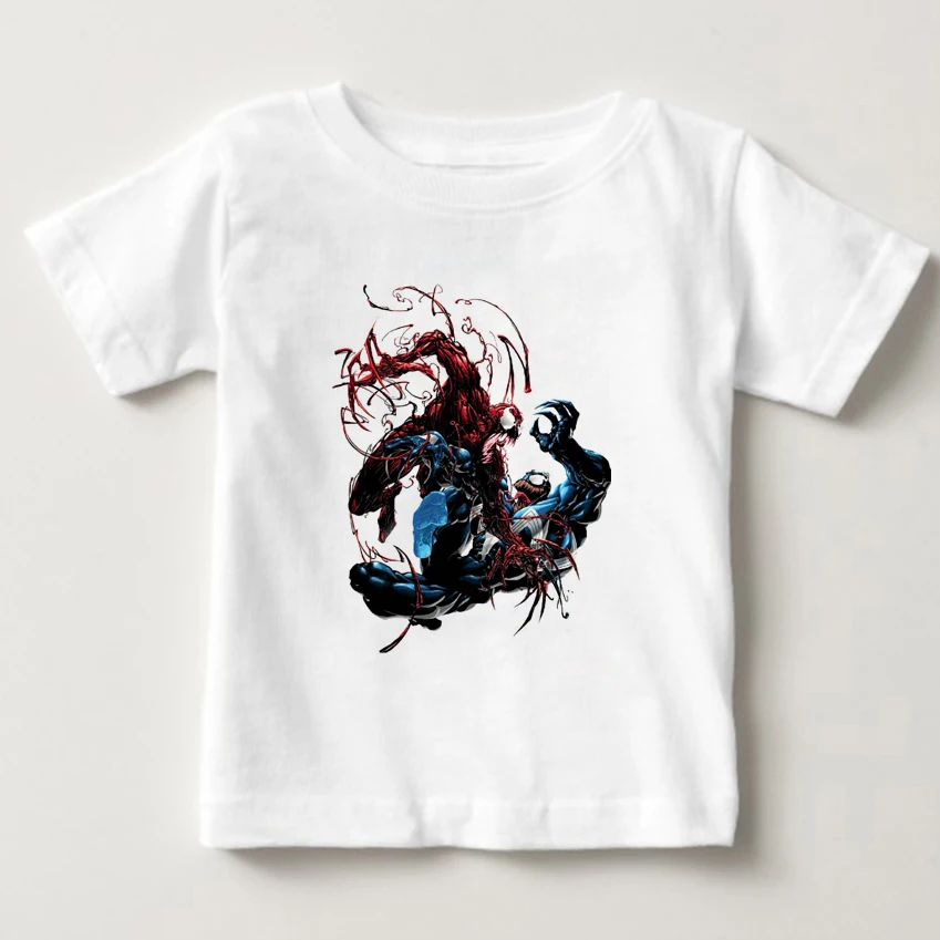 

boys tshirt Movie Venom Edward Eddie Brock Spider-Man white Cotton Printing Short Sleeve T-shirts Pure cotton children shirt