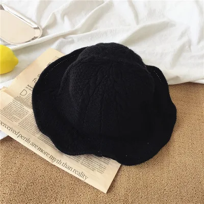 black Осенне-зимнее cкручивание плетение волос Twist weaving Ретро Художественная Милая завивка Плавательная шапочка шерсть вязание Рыбак Женская Девушка складной солнцезащитный козырек cap2MZ38 - Цвет: black