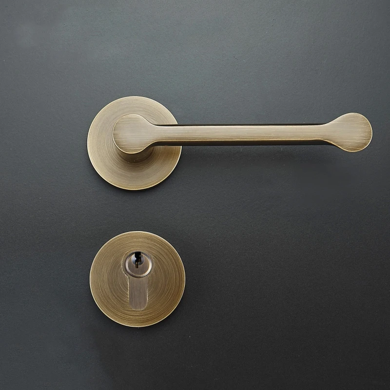  1Set Modern Brass Interior Door Handle Sets For 35-50mm Doors Black Simple Door Lever Handle with L - 33044663582