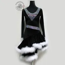 Стиль Костюмы для латиноамериканских танцев сексуальные длинные рукава бархатный латинский танец платье для женщин конкурс латиноамериканских танцев платья S-4XL