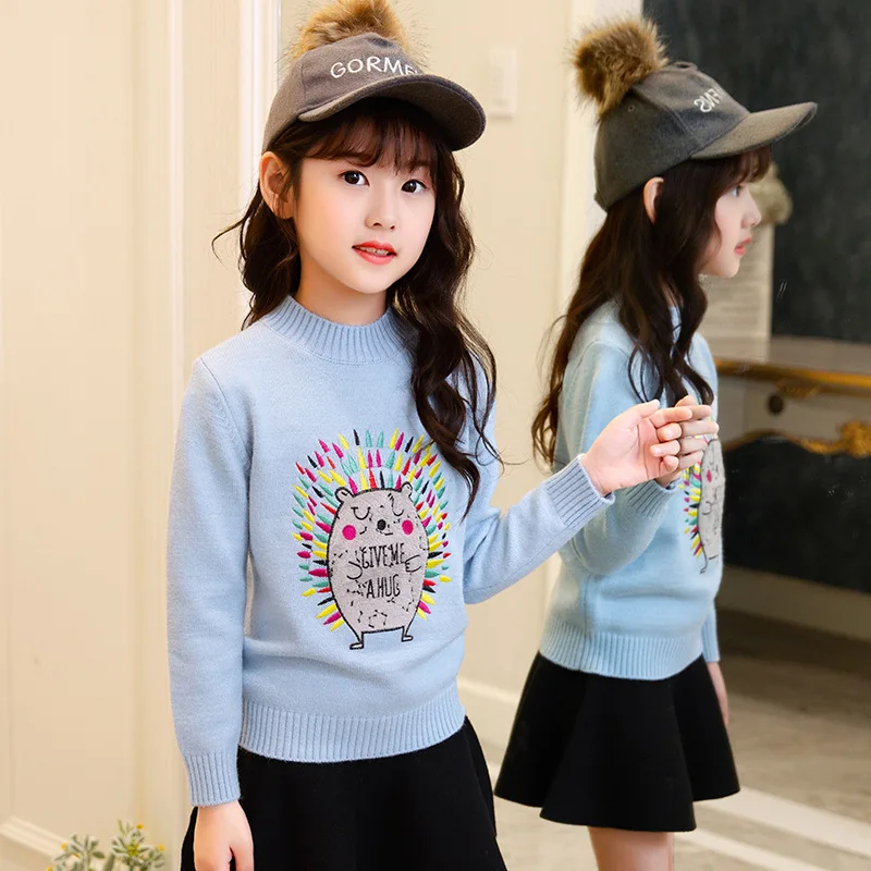 Новая детская одежда, корейский осенне-зимний утепленный бархатный пуловер для девочек, свитер - Цвет: Синий