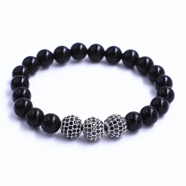 

2016 Anil Arjandas Men Bracelets macrame Bracelet 8mm Micro Pave Black Cz Beads Bracelet